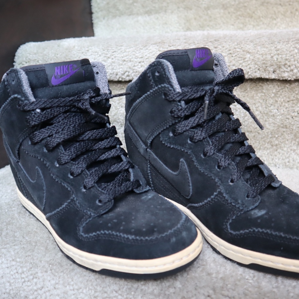 Nike, Sky High Dunk, Black, Women's size 8.5, Suede Leather Upper, Used